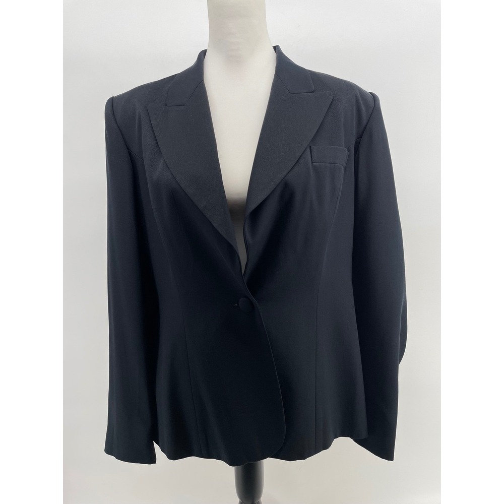 J. Peterman Company Womens Black Blazer Jacket Womens 12 100% Silk Quiet Luxury